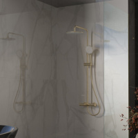 Душевая стойка Rondo VSFS-1R1BG с изливом, брашированное золото - Gidratop.ru изображение