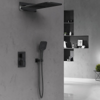 Душевой комплект VSFW-103TMB термостатический встраиваемый, двухрежимный, черный - Gidratop.ru изображение