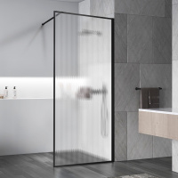Душевая перегородка Walk-In VSW-1HP120FLB, 1200*2000, черный, стекло рифленое - Gidratop.ru изображение
