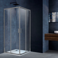 Душевой уголок Alpha VSS-3AL100CLGM, 1000*1000, вороненая сталь, стекло прозрачное - Gidratop.ru изображение