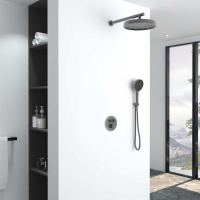 Душевой комплект Inspire VSFW-3I22MT2GM встраиваемый, термостат, двухрежимный, вороненая сталь - Gidratop.ru изображение