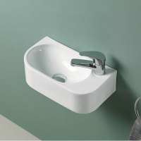 Раковина керамическая Vincea VBS-506R, 400*215*120, подвесная, цвет белый, правая - Gidratop.ru изображение