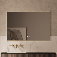 Зеркало LED VLM-4F120BG-2 1200х800 c сенсорным выключателем, антизапотевание, брашированное золото - Gidratop.ru изображение