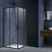 Душевой уголок Alpha VSS-3AL100CLB, 1000*1000, черный, стекло прозрачное - Gidratop.ru изображение