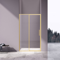 Душевая дверь Slim 8mm VDP-4SL120CLG, брашированное золото, стекло прозрачное - Gidratop.ru изображение