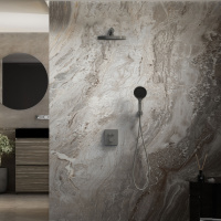 Душевой комплект Inspire VSFW-3I21T2GM встраиваемый, термостатический, 2 режима, вороненая сталь - Gidratop.ru изображение