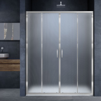 Душевая дверь Alpha VDS-3AL2160MT, 1600, хром, стекло текстурное - Gidratop.ru изображение