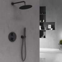 Душевой комплект VSFW-101TMB термостатический встраиваемый, двухрежимный, черный - Gidratop.ru изображение