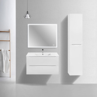 База под керамическую раковину Mia Slim 900 подвесная, 2 выкатных ящика soft close, G.White - Gidratop.ru изображение