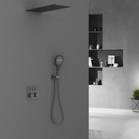 Душевой комплект VSFW-401TGM встраиваемый, 3 режима, верх душ нерж.сталь, вороненая сталь - Gidratop.ru изображение