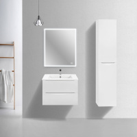 База под керамическую раковину Mia Slim 700 подвесная, 2 выкатных ящика soft close, G.White - Gidratop.ru изображение