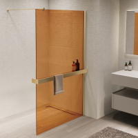 Душевая перегородка Walk-In VSW-1HR900GSG, 900*2000, матовый золотой, стекло янтарь - Gidratop.ru изображение