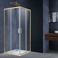 Душевой уголок Alpha VSS-3AL100CLG, 1000*1000, брашированное золото, стекло прозрачное - Gidratop.ru изображение