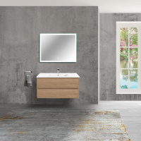 База под раковину Gio 100 подвесная, 2 выкатных ящика soft-close, N.Oak - Gidratop.ru изображение