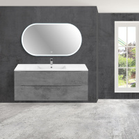 База под керамическую раковину Mia 1200 подвесная, 2 выкатных ящика soft close, Beton - Gidratop.ru изображение