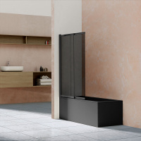 Душевая шторка на ванну VSB-1E100CGB, 1000*1450, матовый черный, стекло тонированное - Gidratop.ru изображение