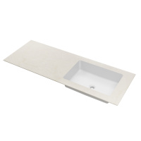 Столешница из кварца с интегрированной раковиной VWTB-4LX140QBG-R, правая, бежевый - Gidratop.ru изображение