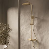 Душевая стойка Desire VSFS-1D1TBG термостатическая с изливом, 25см верх душ, брашированное золото - Gidratop.ru изображение