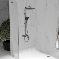 Душевая стойка Cube VSFS-4C12GM с изливом, вороненая сталь - Gidratop.ru изображение