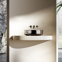 Раковина прозрачная Vincea VBS-6T16B, 450*450*130, накладная, цвет черный - Gidratop.ru изображение