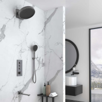 Душевой комплект Inspire VSFW-433TI3GM встраиваемый, термостат, трехрежимный, вороненая сталь - Gidratop.ru изображение