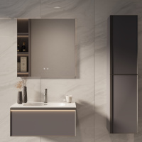 База под раковину Elise 800 подвесная, 2 выкатных ящика soft close, серый матовый - Gidratop.ru изображение