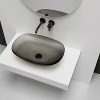 Раковина прозрачная Vincea VBS-6T12B, 540*360*150, накладная, цвет черный - Gidratop.ru изображение