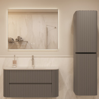 База под раковину Alto 1000 подвесная, 2 выкатных ящика soft close, светло-серый матовый - Gidratop.ru изображение