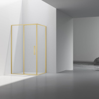 Душевой уголок Slim 8mm VSR-4SLP9012CLG, 1200*900, брашированное золото, стекло прозрачное - Gidratop.ru изображение