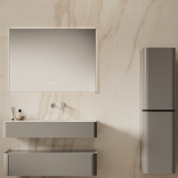 База под раковину Caprise 1000 подвесная, 1 выкатной ящик soft close, светло-серый матовый - Gidratop.ru изображение