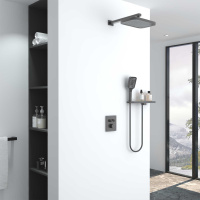 Душевой комплект VSFW-321MT1RGM встраиваемый, термостат, двухрежимный, вороненая сталь - Gidratop.ru изображение