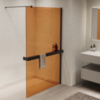 Душевая перегородка Walk-In VSW-1HR900GSB, 900*2000, черный, стекло янтарь - Gidratop.ru изображение