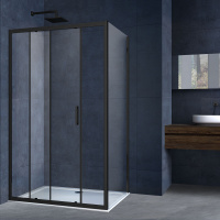 Душевой уголок Alpha VSR-3AL9012CLB, 1200*900, черный, стекло прозрачное - Gidratop.ru изображение