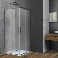Душевой уголок Soft VSS-3SO900CLGM, 900*900, вороненая сталь, стекло прозрачное - Gidratop.ru изображение