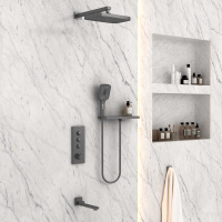 Душевой комплект VSFW-431T1RGM встраиваемый, термостатический, 3 режима, вороненая сталь - Gidratop.ru изображение