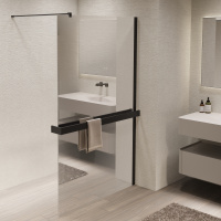 Душевая перегородка Walk-In VSW-1HR100MRB, 1000*2000, черный, стекло зеркальное - Gidratop.ru изображение