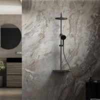 Душевая стойка Inspire VSFS-3I12TMB термостатическая с изливом, 30см верх.душ, черный - Gidratop.ru изображение