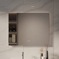 Зеркало LED VLM-4F100GM-2 1000х800 c сенсорным выключателем, антизапотевание, вороненая сталь - Gidratop.ru изображение