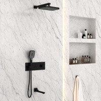 Душевой комплект VSFW-432T1MB встраиваемый, термостатический, 3 режима, черный - Gidratop.ru изображение