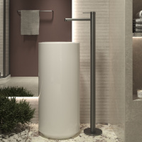 Смеситель для раковины напольный Rim VFBF-2R1GM, однорычажный, вороненая сталь - Gidratop.ru изображение