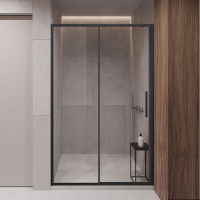 Душевая дверь Slim-U VDS-2SU120CLB, 1200, м.черный, стекло прозрачное - Gidratop.ru изображение