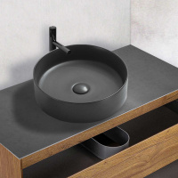 Раковина керамическая Vincea VBS-216MA, 394*394*115, накладная, цвет антрацит матовый - Gidratop.ru изображение