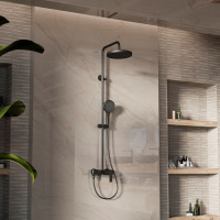 Душевая стойка VSFS-413MB с изливом, черный матовый - Gidratop.ru изображение