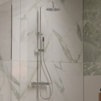 Душевая стойка Villa VSFS-1VL1CH с изливом, 25см верх. душ из нерж. стали, хром - Gidratop.ru изображение