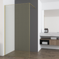 Душевая перегородка Walk-In VSW-7HS100GWG, 1000*2000, браш.золото, стекло ламинир. с золотыми нитями - Gidratop.ru изображение