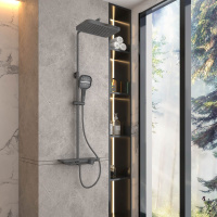 Душевая стойка VSFS-411GM с изливом, вороненая сталь - Gidratop.ru изображение