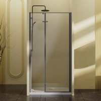 Душевая дверь Slim-N VDPH-5SN100CLGM, 1000, вороненая сталь , стекло прозрачное - Gidratop.ru изображение