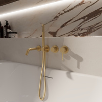 Смеситель для ванны Groove VBTW-4G1BG, встраиваемый, брашированное золото - Gidratop.ru изображение