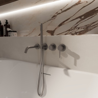 Смеситель для ванны Groove VBTW-4G1GM, встраиваемый, вороненая сталь - Gidratop.ru изображение