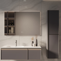 База под раковину Elise 1200 подвесная, 2 выкатных ящика soft close, серый матовый - Gidratop.ru изображение